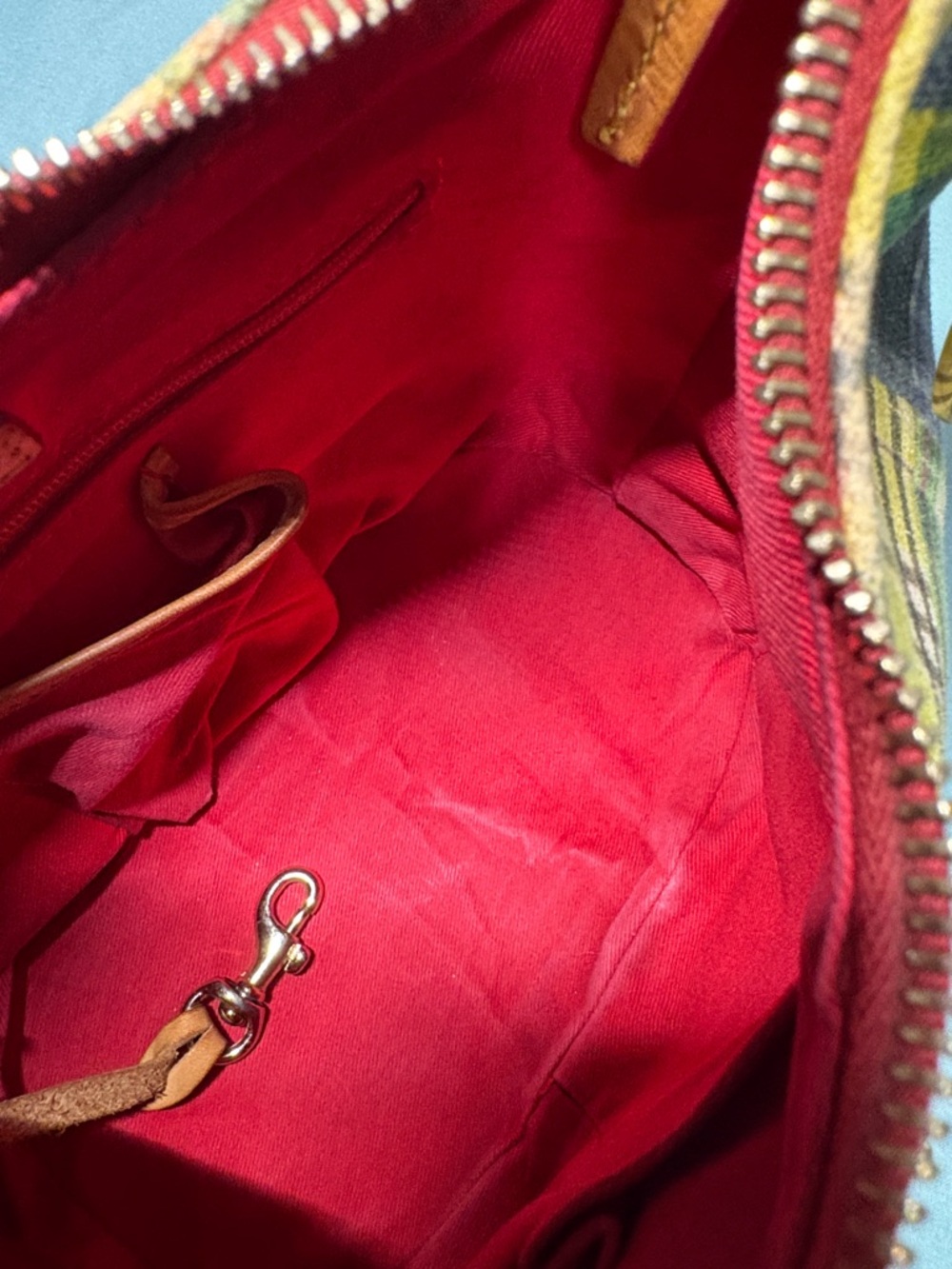 Dooney & Bourke Picnic Plaid Ant Print Canvas Hobo Bag | Rare Y2K - Picture 11 of 15
